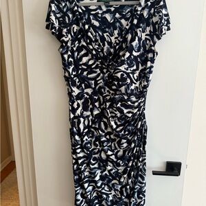 Ralph Lauren Navy and White Midi Dress